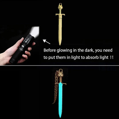 Luminous Glowing Cat Blade Sword Necklace Sword Necklace Glow In The Dark Necklace Pendant for Women Men Gift Halloween