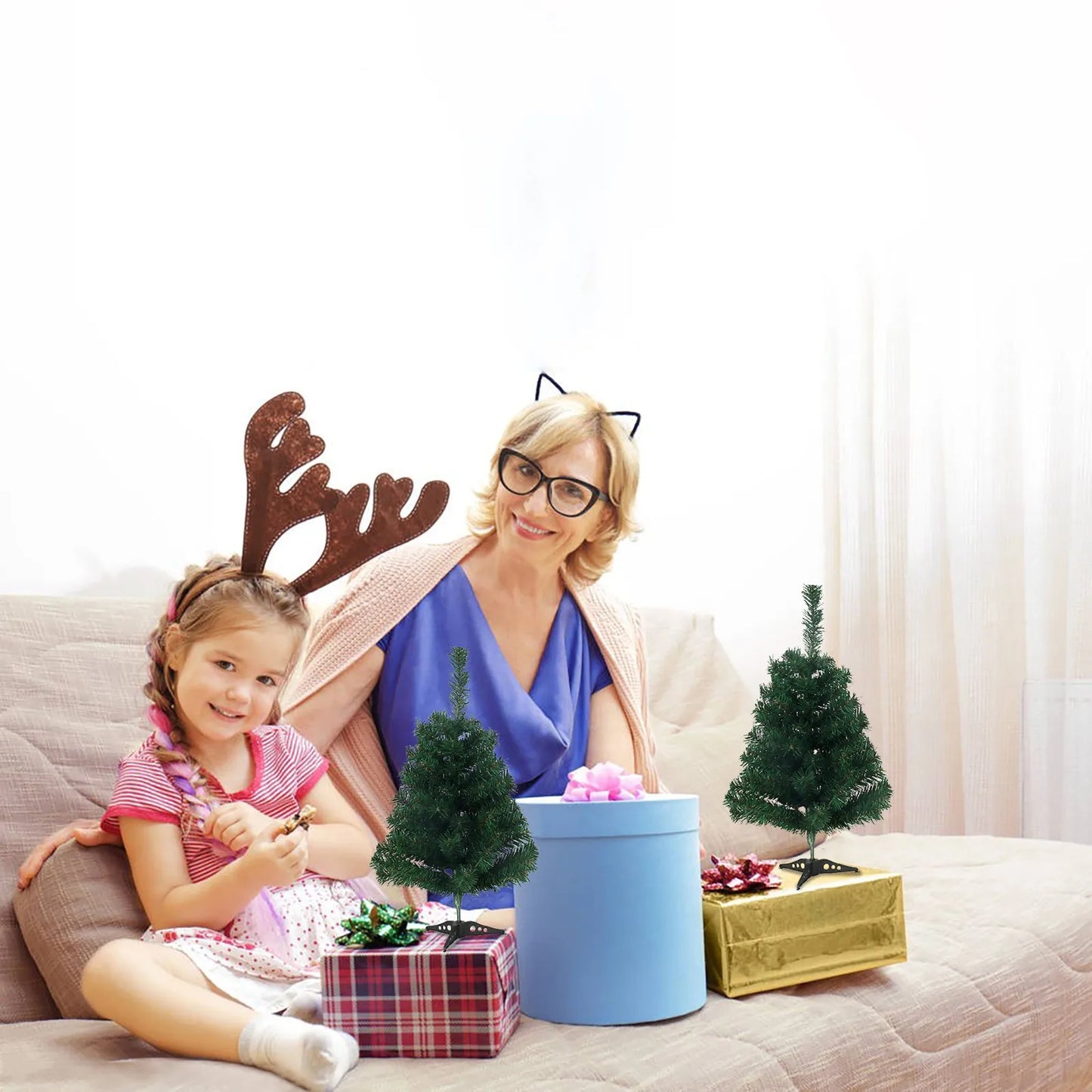 Christmas Tree Mini Christmas Artificial Pine Tree Decoration Supplies Encrypted Leaves Branches Portable Simple To Install Gift