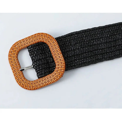 Fashion Wide Waistband Female Waist Belt Bohemian Braided Belts for Women Summer Patchwork Straw Woven Belt