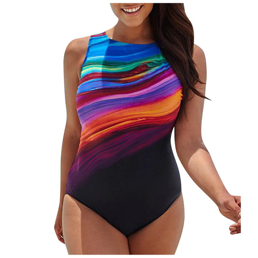 Sexy One Piece Large Swimsuits Plus Size Colorful Swimwear Female Bathing Suit For Pool Beach Women's Swimming BodySuits