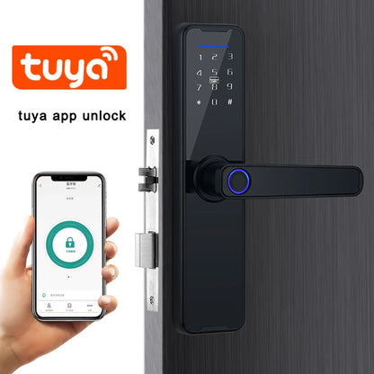 Tuya App Electronic Digital Smart Door Lock Biometric Fingerprint Password Remote Unlocking Keyless Office Apartment Door Lock