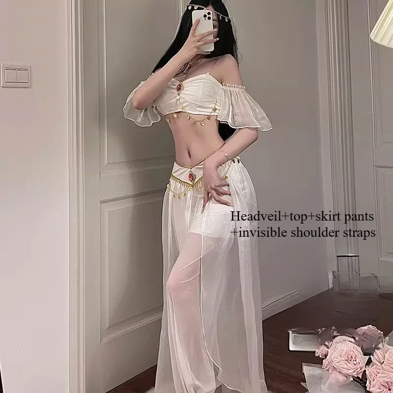 Role Playing Sexy Western Dance Girl Aladdin Peacock Princess Greek Goddess Costume Hot Egyptian Exotic Costume Performance Set