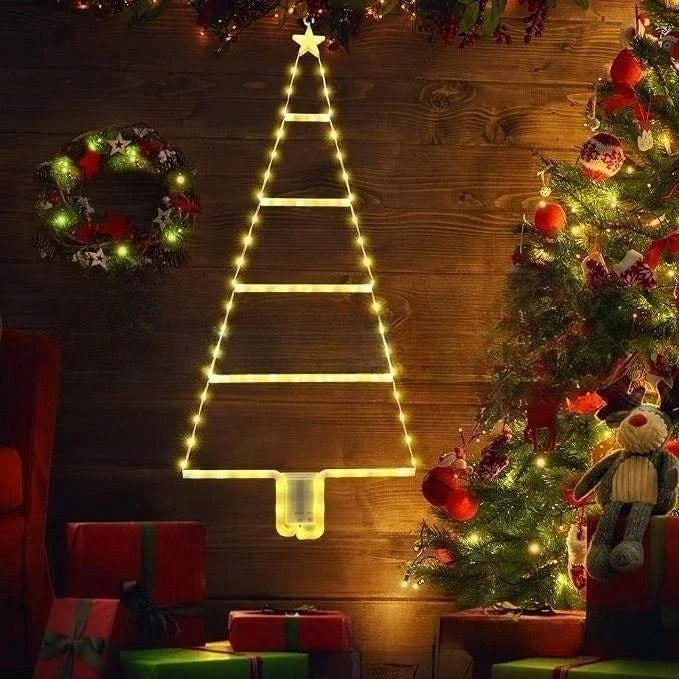 New Christmas Tree Lights Holiday Decorations Atmosphere Lamp Waterproof Leather Thread Colorful Light String Triangle Ladder
