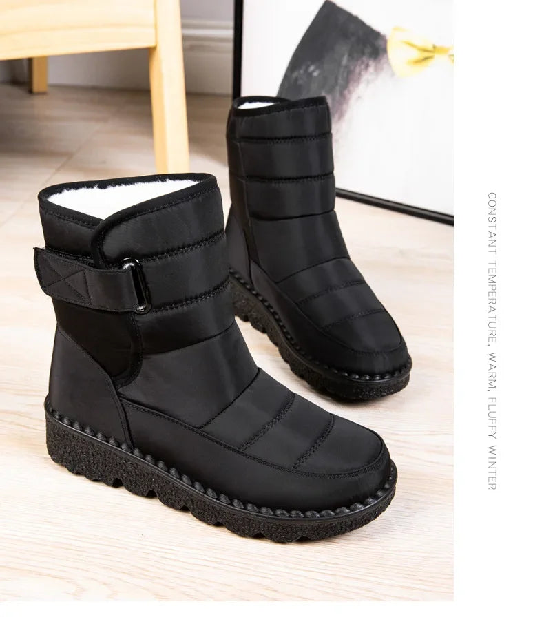 Waterproof Winter Boots for Women 2025 New Faux Fur Long Plush Snow Boots Woman Platform Shoes Warm Cotton Couples Ankle Boots