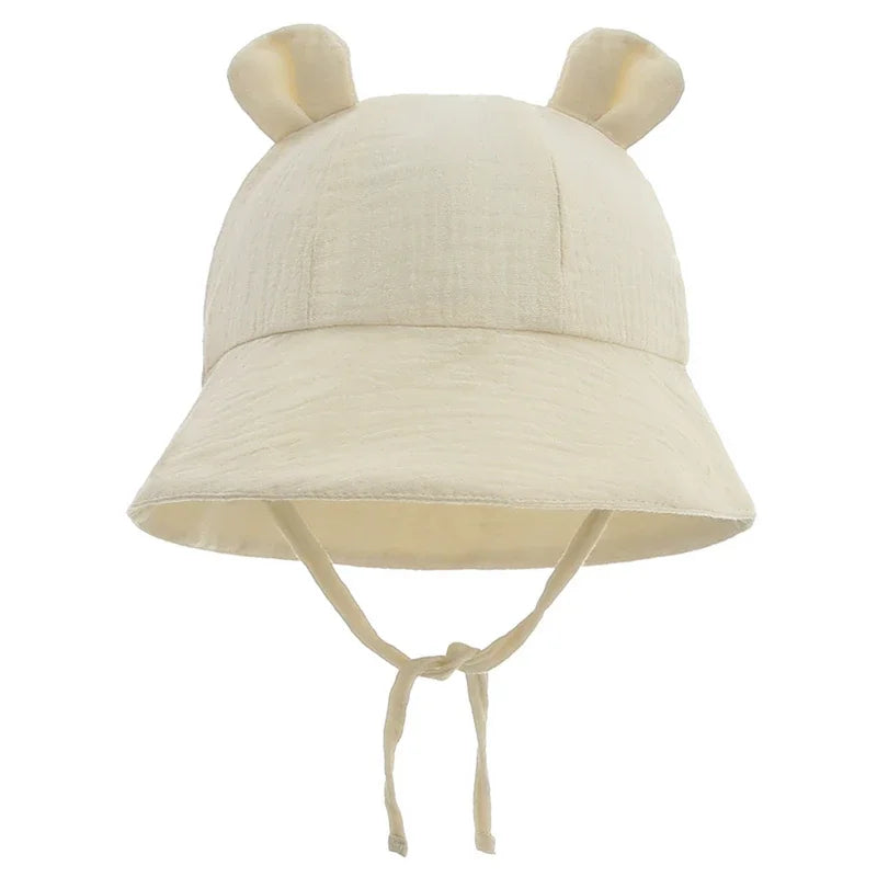 Spring Autumn Solid Color Soft Baby Bucket Hat Cotton Fisherman Hats Kids Summer Toddler Boy Girls Panama Sun Cap Children 0-12M