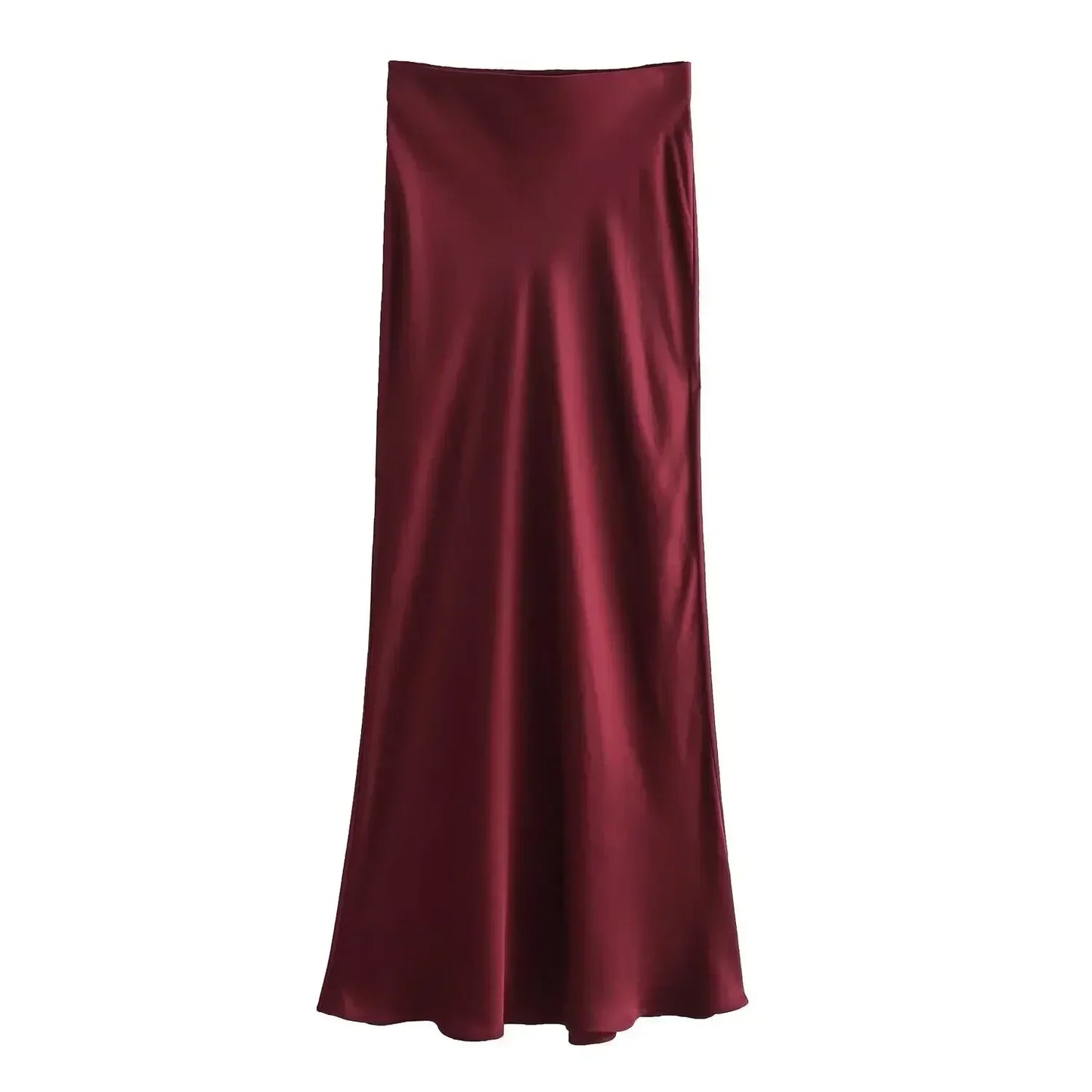Foridol Autumn Winter Burgundy Satin Skirt Women Party Silk Skirt High Waist Straight Long Faldas Mujer Christmas Skirt