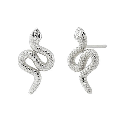 925 Sterling Silver Needle Pave Crystal Snake Type Stud Earrings for Women Simple Cute Animal Earrings Fashion Delicate Jewelry