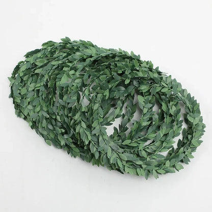 7 Meters Iron Wire Green Leaf Vine Wedding Decorative Flowers Wreaths Christmas Decoration for Home Cheap Artificial Plants