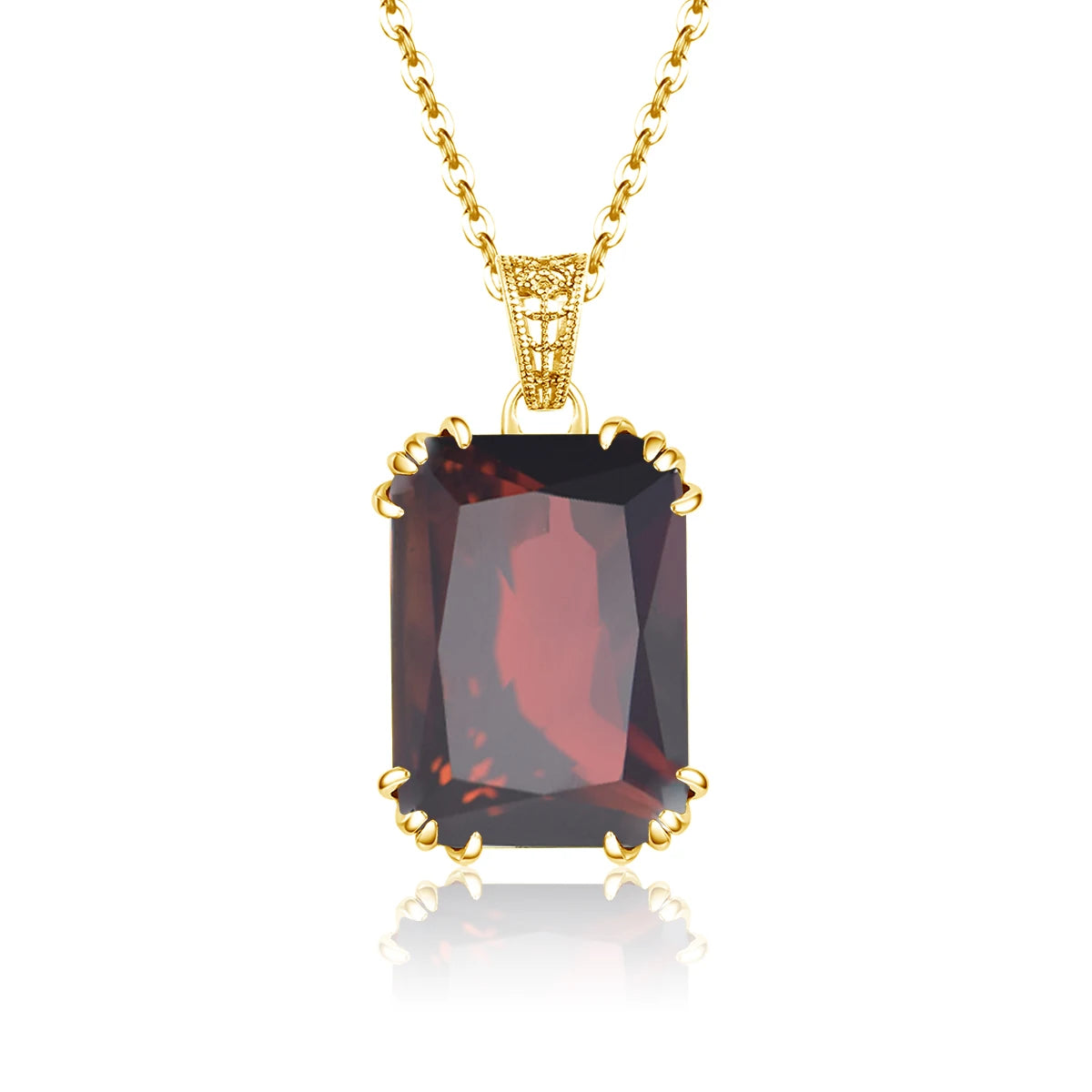 Unique Red Stone Ruby Necklace Gold For Women 13*18mm Rectangle 12 Colour Birthstone Pendant  Jewelry Luxury Christmas Gift Sale