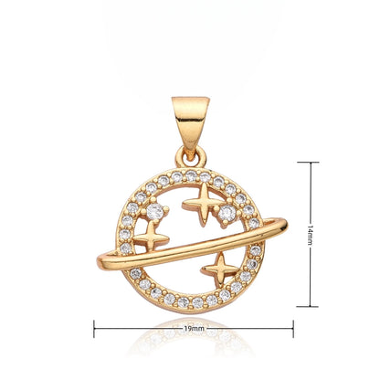 Y2K Gold Color Saturn Charms Micro-inlaid CZ Necklace for Women Planet Choker Chain Pendant DIY Jewelry Christmas Gift Wholesale