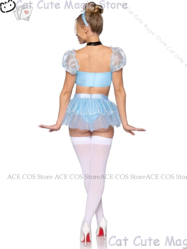 Adult Women fantasia Halloween Clothes Party Play Roleplay Cosplay Costume Sexy Blue Uniforms disfraz Princess Maid Lingerie