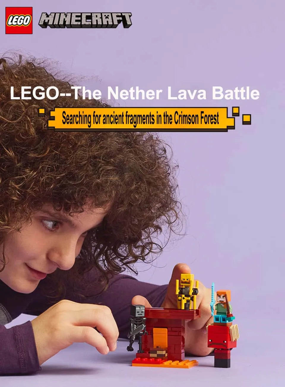 LEGO 21266 Minecraft The Nether Lava Battle Toy and Playset  Alex, Wither Skeleton, Blaze and Strider Figures for Pretend Play