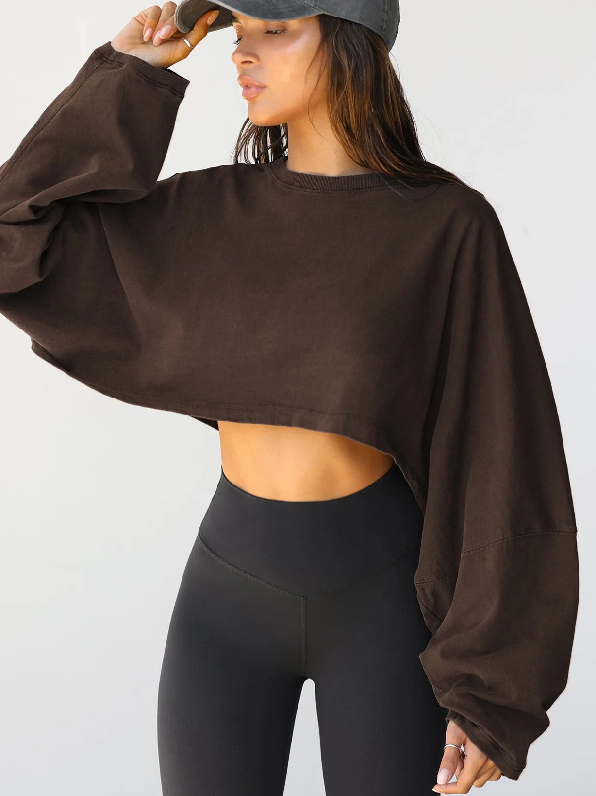 Autumn Winter Women's No Hat Hoodies Fashion O-neck Loose Long Sleeve Pullove Casual Workout Jogger Female Sexy Crop Sweatshirt