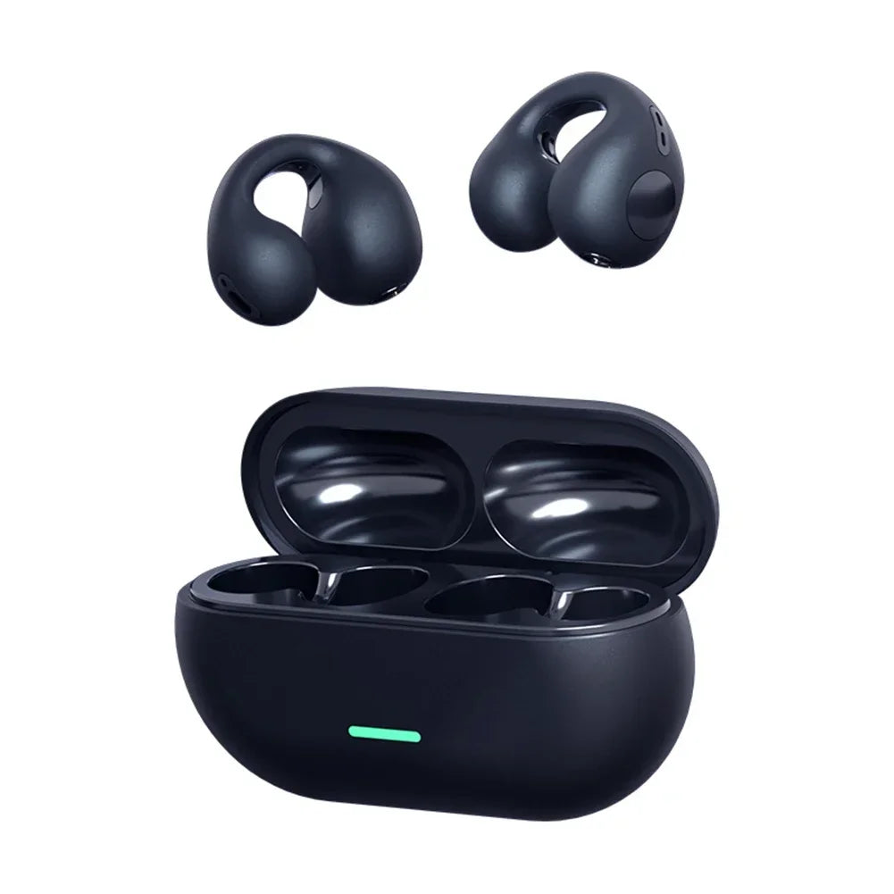 T75 Sport Bone-Conduction Bluetooth 5.3 Earphones HiFi Sound Wireless Headphones Earclip Waterproof Open Ear Headset Earring