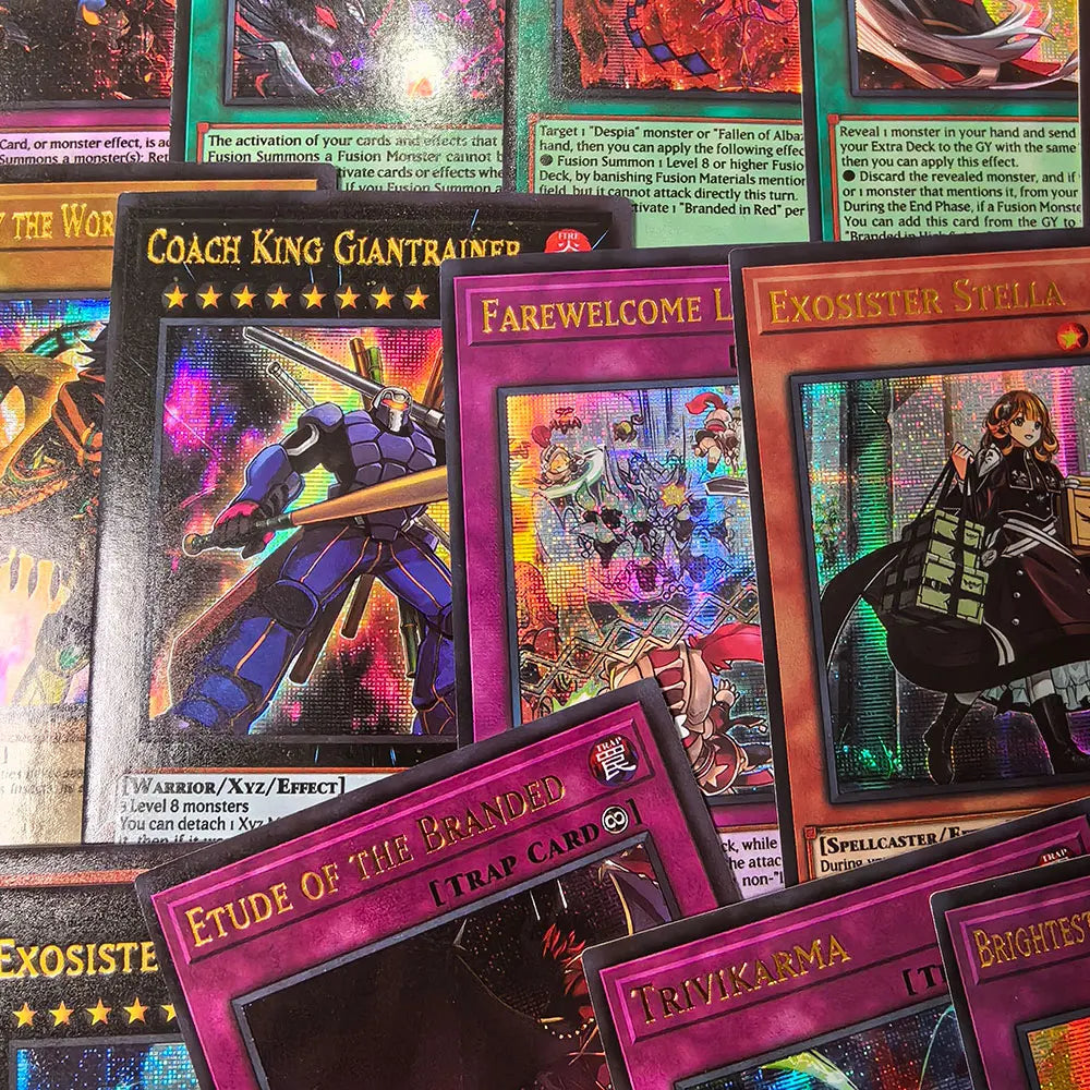 72Pcs YU GI OH Cards with Golden Letter Proxy Shiny Competive Structure Tyler Kurikara Branded yugioh cards in English