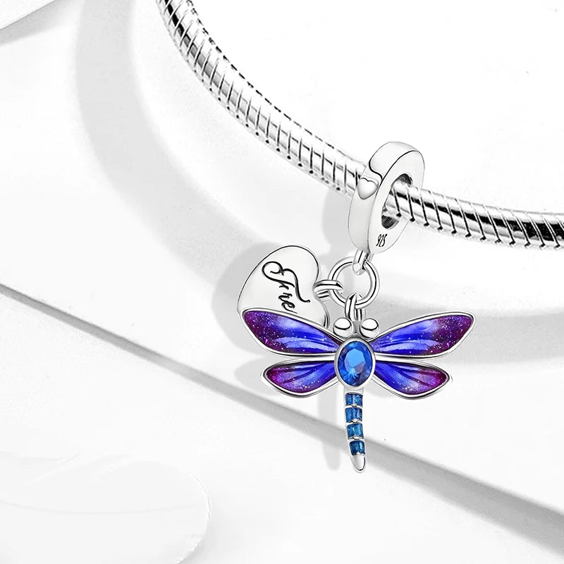 Original 925 Sterling Silver Charms Beads Glowing Luminous Bee Firefly Butterfly Pendant for Bracelet Bangle Charm DIY Jewelry