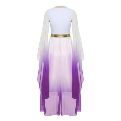 Women Halloween Ancient Greek Goddesses Queen Cosplay Costume Roman Toga Gold Trim Cape Tunic Dress Church Choir Worship Robe