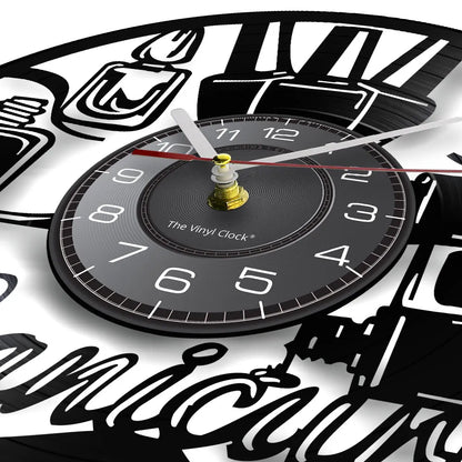 Manicure Design Wall Clock Fashion Beauty Store Wall Art Salon Vinyl Record Wall Clock Beauty Home Decor Gift For Her