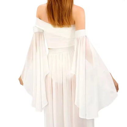 1Pair Women Long Tulle Sleeves Sunscreen Detachable Decorative Sheer Chiffon Arm Covers Gloves Wedding Dress Costume Accessories