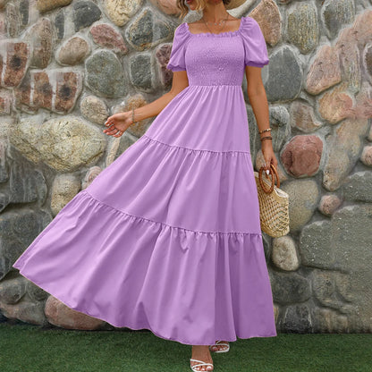 Female Dresses Outfits Women'S 2024 Floral Boho Dress Wrap Crew Neck Short Sleeve Belted Ruffle Hem A Line Flowy Ropa Para Mujer