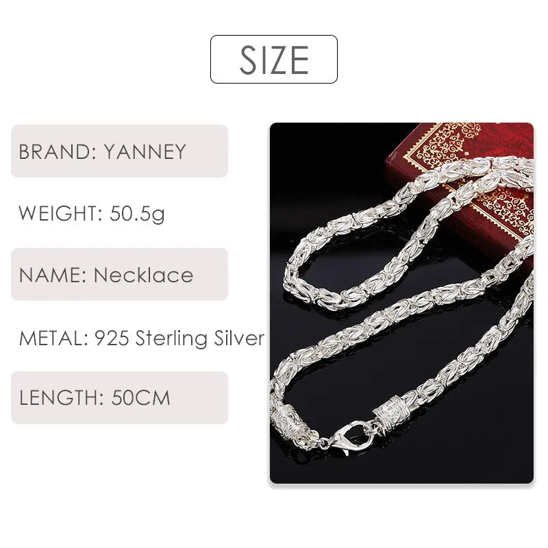 New listing 925 Sterling Silver 20 Inches 5MM Personalized Man Necklace Woman Fashion Charm Hip Hop Jewelry Christmas Gift