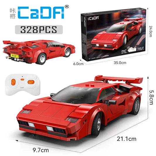 Cada 1:20 328 Pcs City Technological RC Racing Car App Building Blocks Remote Control Speed Vehicle Bricks Toy Holiday Gifts