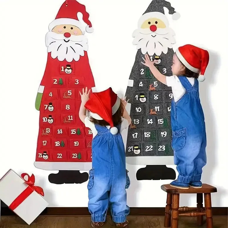 Christmas Felt Tree Advent Calendar Countdown Wall Hanging Festive Decorative Reusable Gift Santa Ornaments Party Decor Supplies