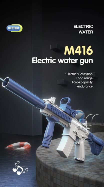 Electric Water Gun Pistol 10M Long Range Portable Guns M416 Children Summer Beach Outdoor Fight Shooting Toys for Boys Kid Games