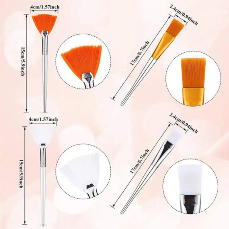 4pcs  Face Mask Brush Set Includes Soft Fan Facial Brushes Acid Applicator Brush Makeup Tools For Eyelash Mask Mixed Cream