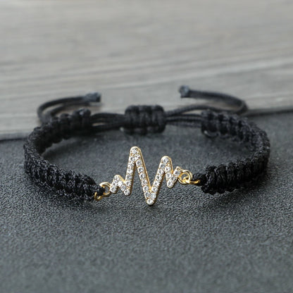 Romantic Cardiac signal Metal Thread Bracelet Red Black Couple Bangles Chain Pulsera Jewelry Gift for Friend