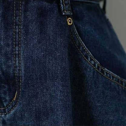 High Waist Denim Skirts For Women Summer Casual Temperament Wide Leg Slimming Elastic Waist Skirt Stylish Trend Streetwear