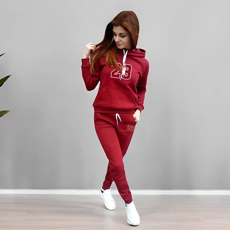 Autumn Winter Fashion Casual Printing Woman Two piece Set Women Tracksuit Outfits Hooded Suit Quality Ladies Daily Jogging Sport