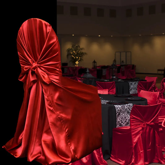 BITFLY Self Tie Satin Chair Covers Wedding Banquet Party Decoration Annual Dinner Supplies Universal Home Decor