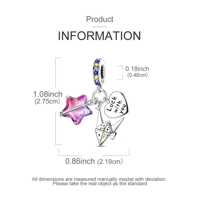 Original Charms Bead 925 Sterling Silver Inlaid Zirconium Animal Paper Crane Snail Pendants Fit Bracelet Jewelry Gift Marking