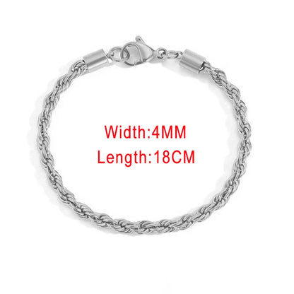 Stainless Steel Rope Chain Bracelets on Hand 3/4MM Gold Color Chic Women's Bracelet Minimalist Fashion Hip Hop Jewelry Gift C048
