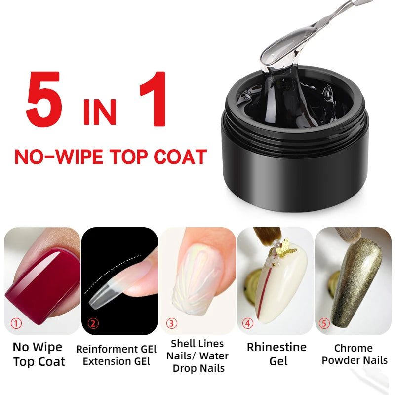 MSHARE 3D Top Coat UV Gel Rhinestones No Wipe Topcoat Without Sticky Layer Water Drop 50ml