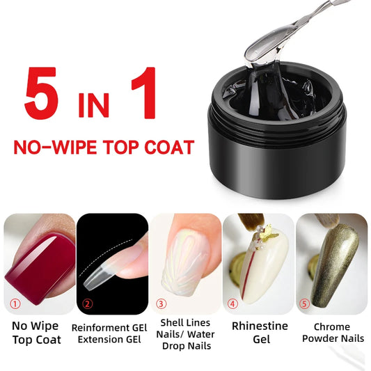 MSHARE 3D Top Coat UV Gel Rhinestones No Wipe Topcoat Without Sticky Layer Water Drop 50ml