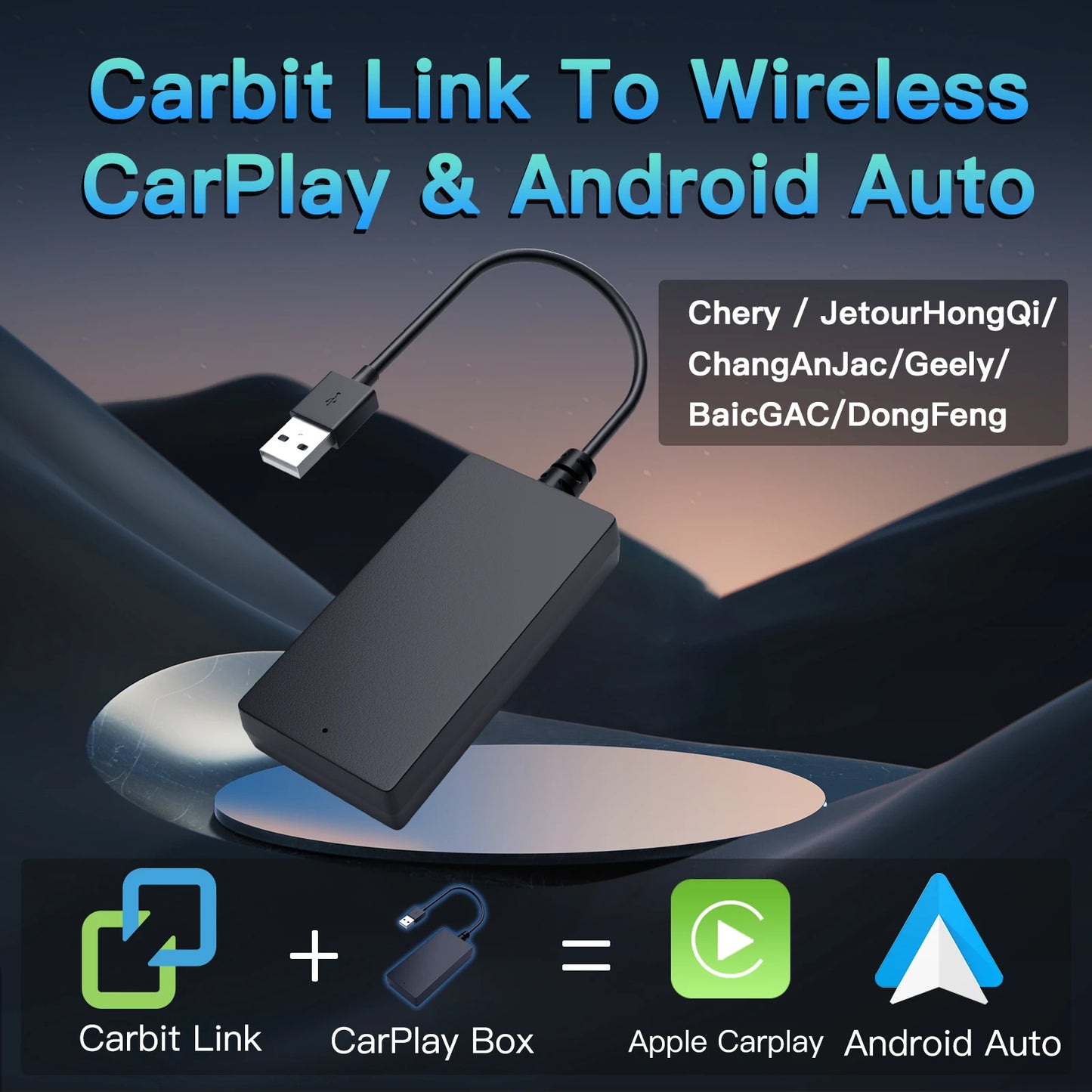CARABC NEW Plug and Play Carbit link to Apple Wireless CarPlay Android AUTO Box Car Navigation Smart Car Machine Interconnection