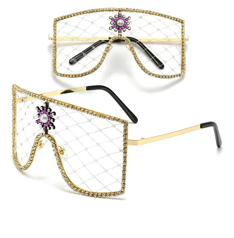 Luxury Diamonds Steampunk Sun Glasses Women Men Oversized Rhinestone Spectacles DIY Trends Personality Eyewear De Sol Oculos