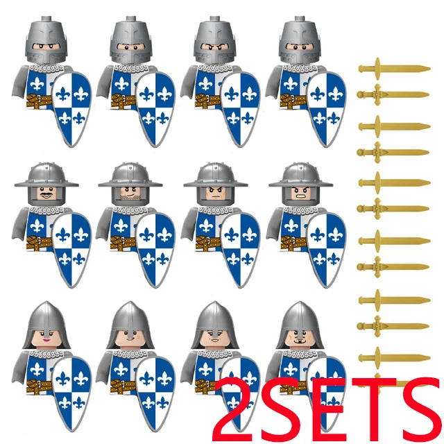 Military Building Blocks Medieval Solider Figures Gifts Toys Weapons Shield Holy Roman Saint Lazarus Jerusalem Knight Legion MOC
