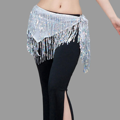 Belly Dance Skirts for Women Midi Length Women Belly Dance Training Waist Chain Short Wrap Hip Skirt With Sequin Fringe Skirts