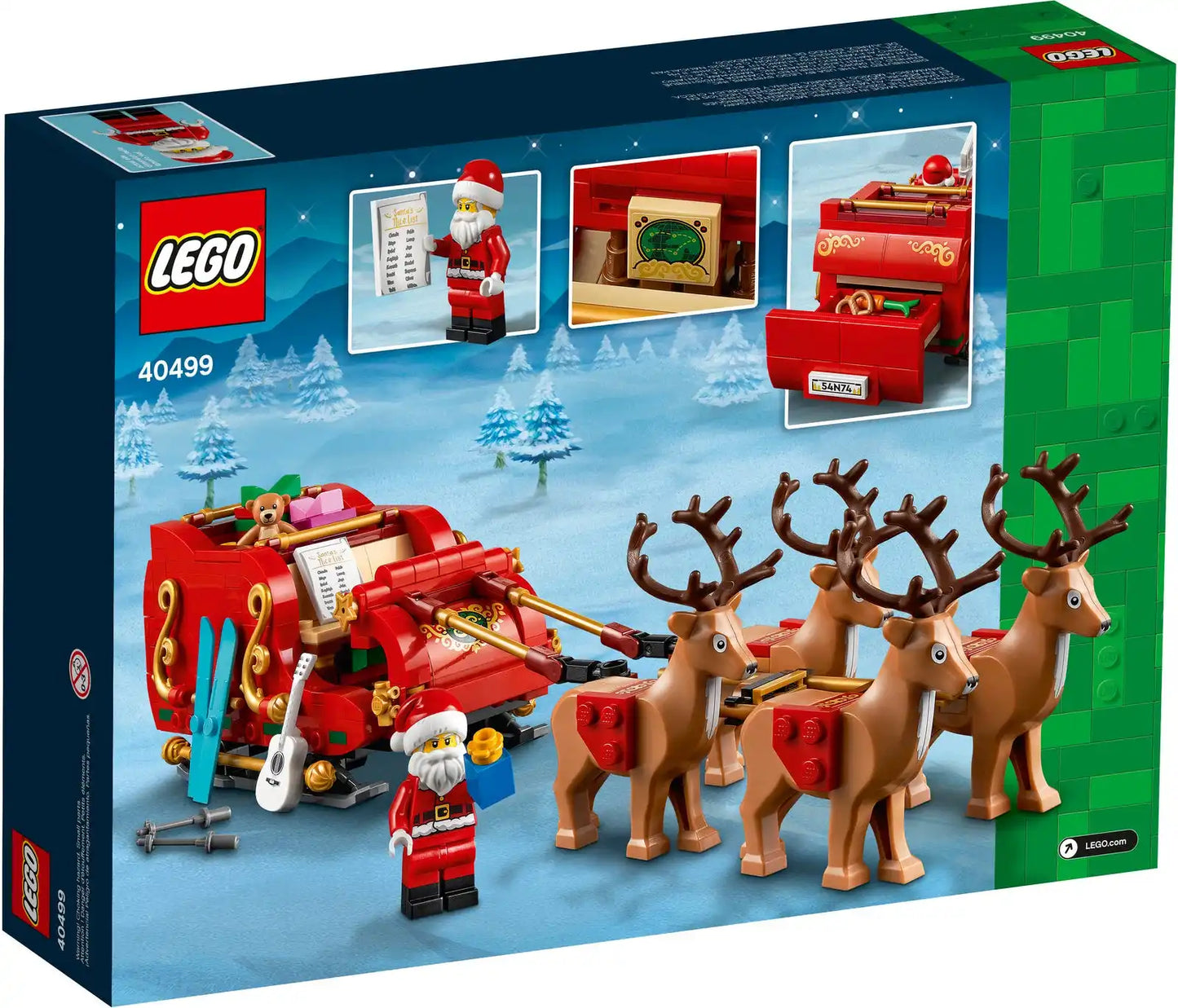 LEGO 40499 Santa's Reindeer Sled Vehicle for Boys and Girls - Educational Building Block Christmas Gift
