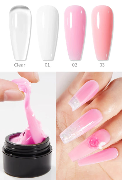 AWStorG 5Pcs/Set Solid Nail Extension Gel Carving Flower Nail Art Building UV Gel Semi Permanent Finger Extension Nail Varnish