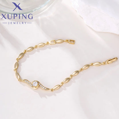 Xuping Jewelry Trendy Exquisite Elegant Simple Shape Women's Bracelet Light Gold Color Birthday Christmas Gifts X000925255