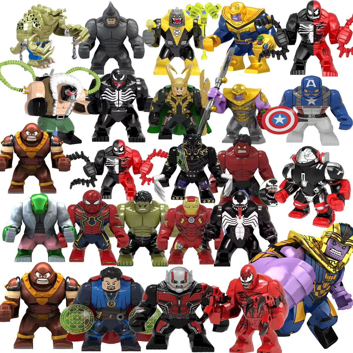 Building Blocks Marvel Transformation Figures Big Goblin Spiderman Iron Man Venom Captain Hawk Deadpool Technic Armor Gift Toys