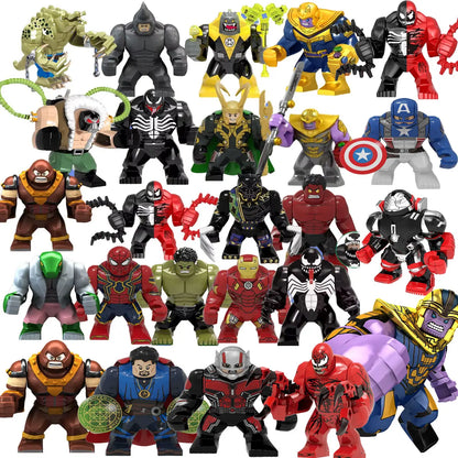 Building Blocks Marvel Transformation Figures Big Goblin Spiderman Iron Man Venom Captain Hawk Deadpool Technic Armor Gift Toys