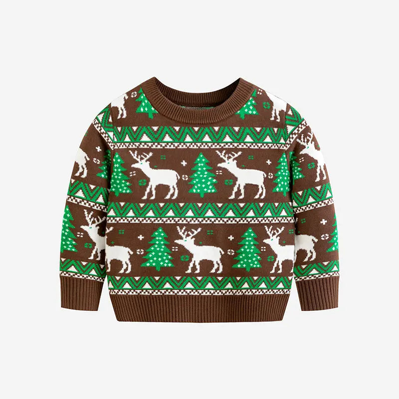 Girls Boys Christmas Winter Elk Pullover For Kids Childrens Toddler Warm Knitted Pullover Baby Clothes