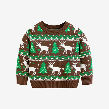 Girls Boys Christmas Winter Elk Pullover For Kids Childrens Toddler Warm Knitted Pullover Baby Clothes