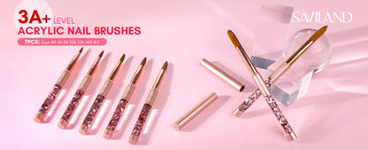 Saviland 7pcs Acrylic Nail Brush Set Size4/6/8/10/12/14/16 Acrylic Brushes for Acrylic Application Acrylic Powder Nail Art