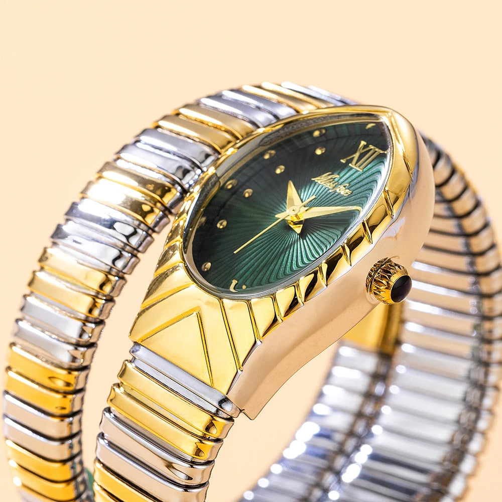 Top Brand MISSFOX Women's Watches New Quartz Snake Shape Simple Ladies Watch Fashion Unique Strap Waterproof Wristwatches